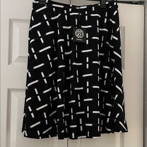 Bobeau Black and White Geometric Skater Skirt